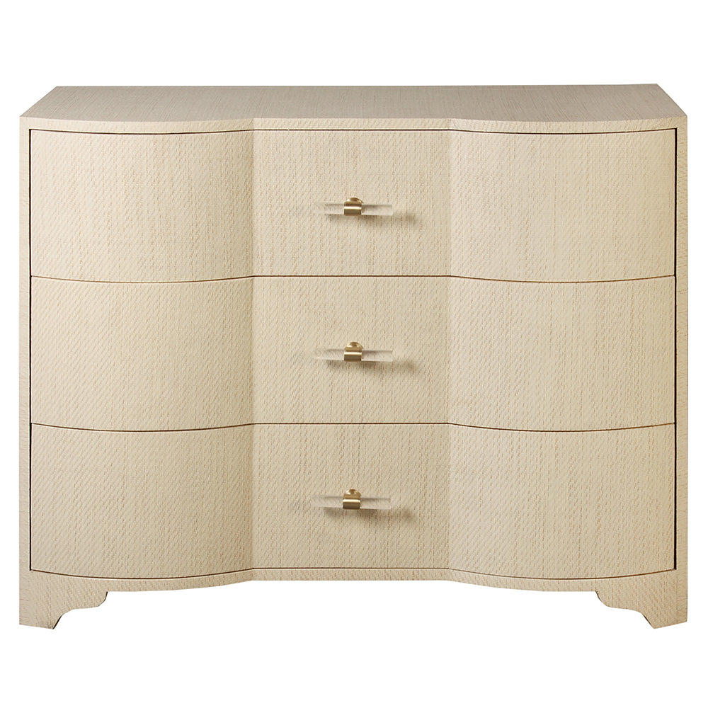 Worlds Away Plymouth 3 Drawer Chest - Natural Grasscloth