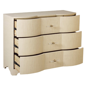 Worlds Away Plymouth 3 Drawer Chest - Natural Grasscloth