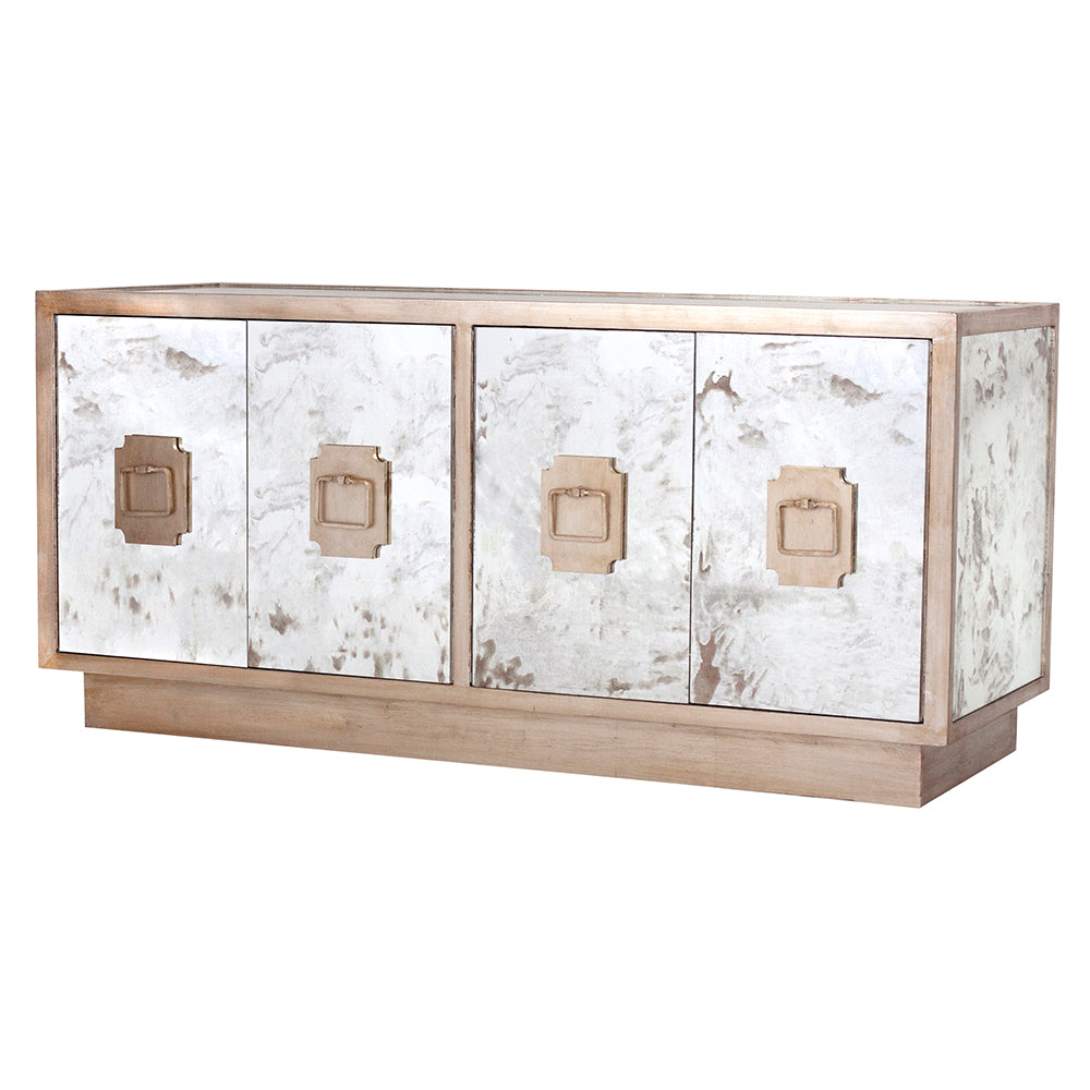 Worlds Away Ponti Entertainment Console – Antique Mirror & Silver