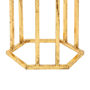 Gold Leafed Round Side Table with Thick Cast Glass Top | Prism Collection | Villa & House