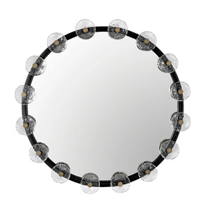 Moira Mirror with Glass Details, Black Metal