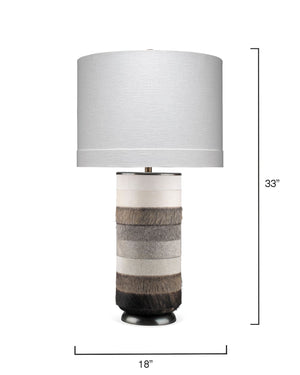 Cowhide Strips Table Lamp with Linen Drum Shade