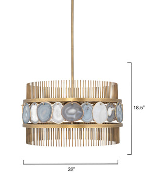 Upsala Chandelier in Pale Lavender Agate & Antique Brass Metal