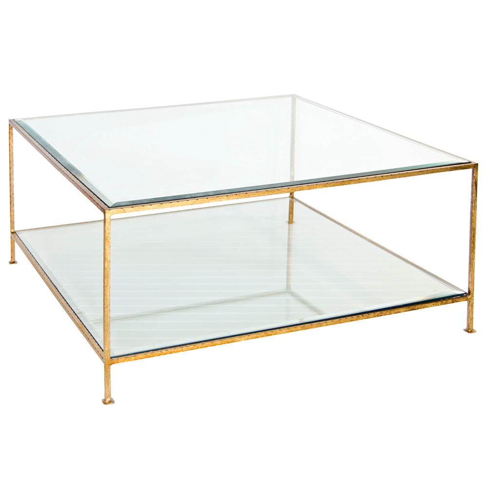 Worlds Away Quadro 2 Tier Square Coffee Table – Gold Leaf