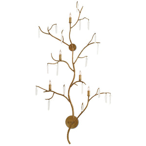 Currey and Company Quartz Branch Wall Sconce – Distressed Gold