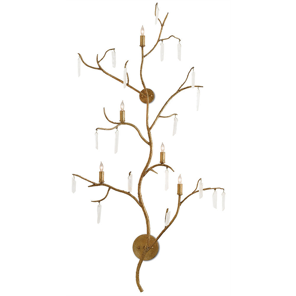 Currey and Company Quartz Branch Wall Sconce – Distressed Gold