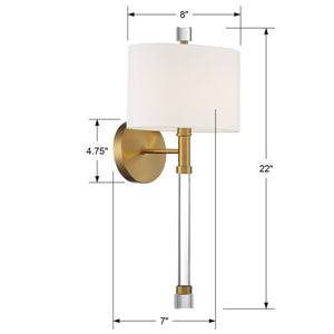 Rachel 1 Light Vibrant Gold Wall Sconce