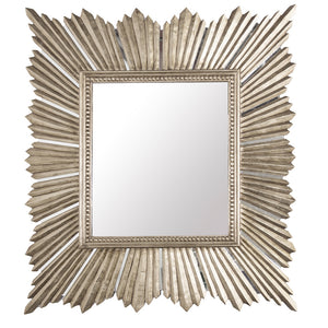 Worlds Away Raymond Oversized Square Sunburst Mirror – Silver Leaf