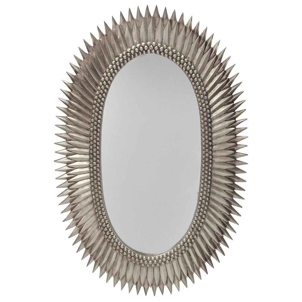 Worlds Away Rita Oval Starburst Mirror – Silver Leaf