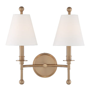 Riverdale 2 Light Aged Brass Wall Mount