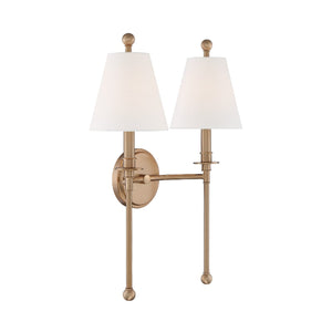 Riverdale 2 Light Aged Brass Wall Mount