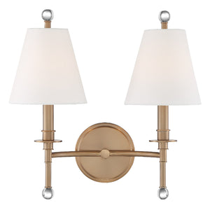 Riverdale 2 Light Aged Brass Wall Mount