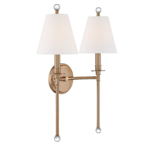 Riverdale 2 Light Aged Brass Wall Mount
