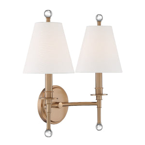 Riverdale 2 Light Aged Brass Wall Mount
