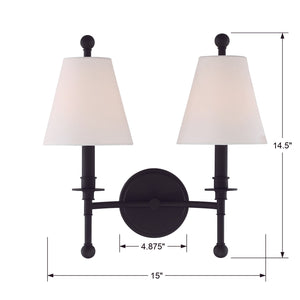 Riverdale 2 Light Black Forged Wall Mount