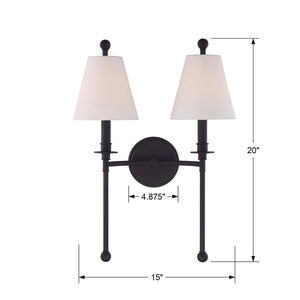 Riverdale 2 Light Black Forged Wall Mount