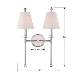 Riverdale 2 Light Polished Nickel Wall Mount