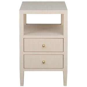 Worlds Away Roscoe 2 Drawer Side Table – Natural Grasscloth