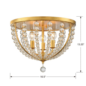 Roxy 3 Light Antique Gold Ceiling Mount