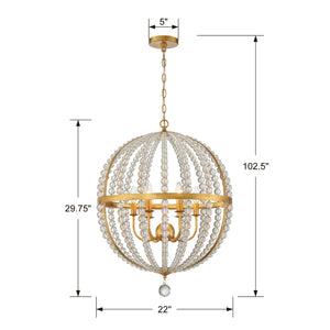 Roxy 6 Light Antique Gold Chandelier