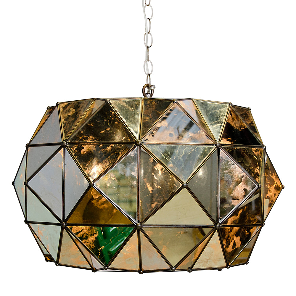 Worlds Away Rozz Antique Mirror Faceted UFO Pendant Light – Large