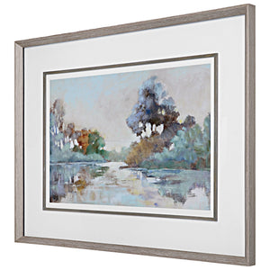 Morning Lake Watercolor Framed Print