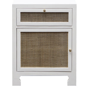 Worlds Away Ruth 1 Door Cane Cabinet - White Lacquer