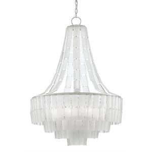 Currey and Company Recycled Glass Layered Chandelier – Silver Leaf