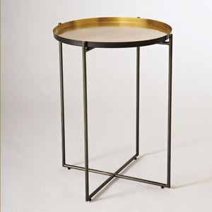 Round Tray Side Table - Iron & Brass