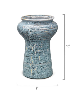 Snorkel Vases in Blue Reactive Glaze (Set of 2)