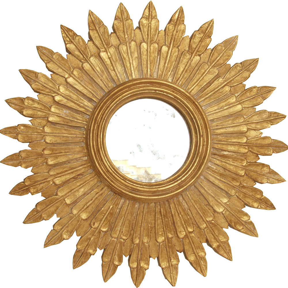 Worlds Away Santo Small Round Starburst Mirror – Gold Leaf