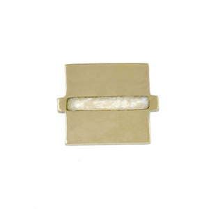 Worlds Away Shala Brass Square Handle Hardware - Pearl Cream Resin Inset
