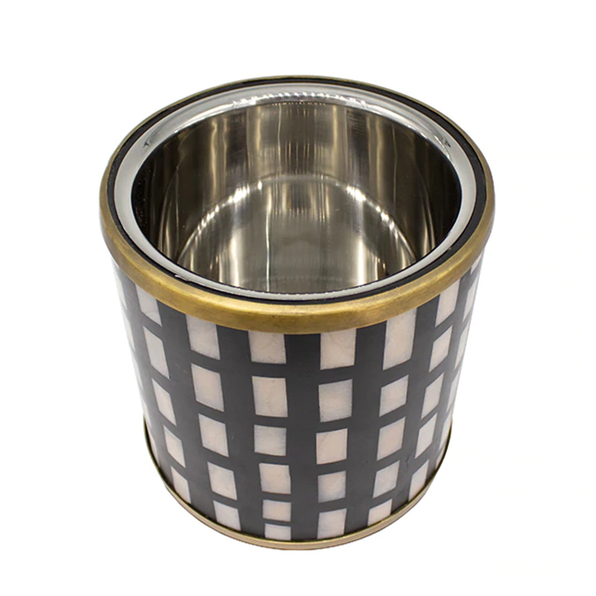 Worlds Away Skylar Ice Bucket - Black Resin with Mother of Pearl Inlay