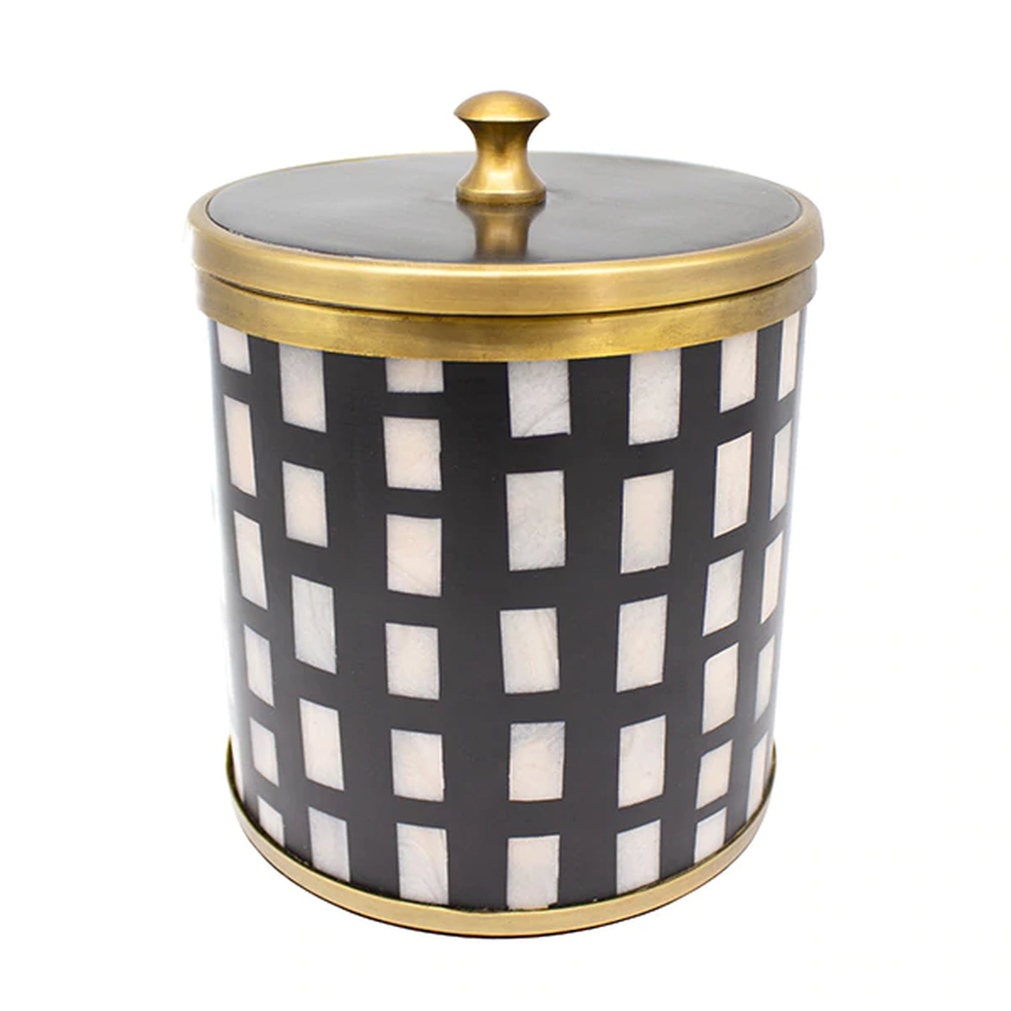 Worlds Away Skylar Ice Bucket - Black Resin with Mother of Pearl Inlay
