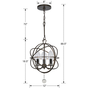 Solaris Outdoor 3 Light Bronze Sphere Chandelier