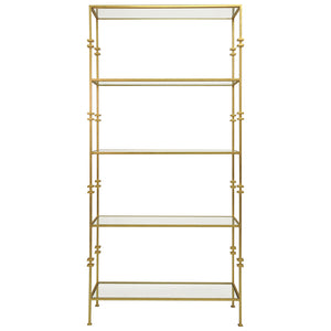 Worlds Away Stewart Etagere with Squared Iron Rings – Gold Leaf