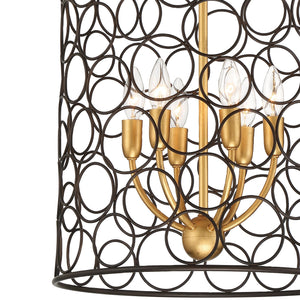 Stemmons 6 Light Bronze & Antique Gold Lantern