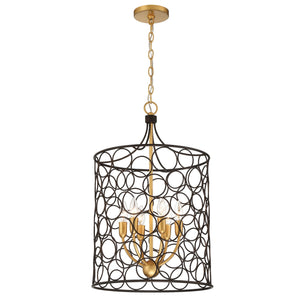 Stemmons 6 Light Bronze & Antique Gold Lantern