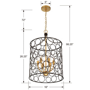 Stemmons 6 Light Bronze & Antique Gold Lantern