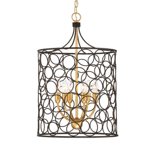 Stemmons 6 Light Bronze & Antique Gold Lantern