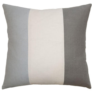 Savvy Hue Light Grey Ivory Band Flint Pillow