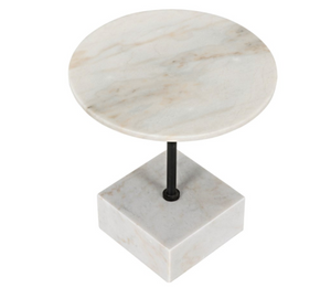 Noir Rodin Side Table - Black Metal with White Marble