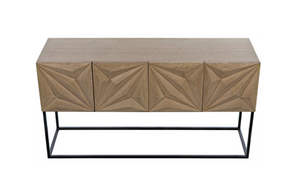 Noir Zurich Console - Bleached Walnut & Metal