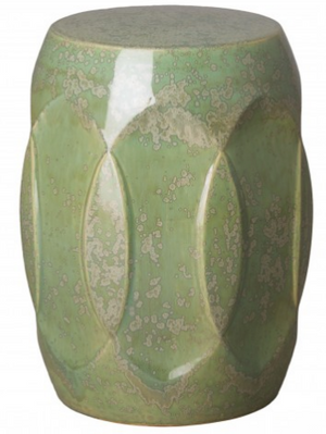Ellipse Garden Stool with Speckled Glaze - Moss Green