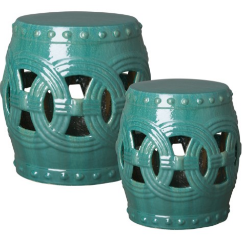 Large Eternity Garden Stool Turquoise Blue Scenario Home