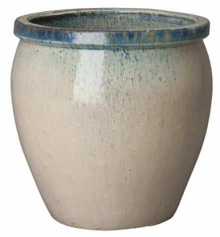 Large Rimmed Ceramic Planter - Ivory