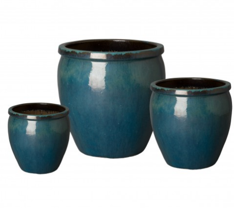 small teal plant pot Small Rimmed Ceramic Planter