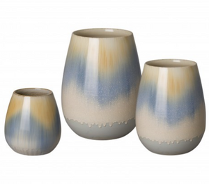 Large Ombre Cup Ceramic Planter - Rain Blue Glaze