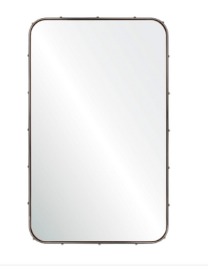 Leather Wrapped Mirror with Side Rosettes - Available in 2 Colors & Sizes