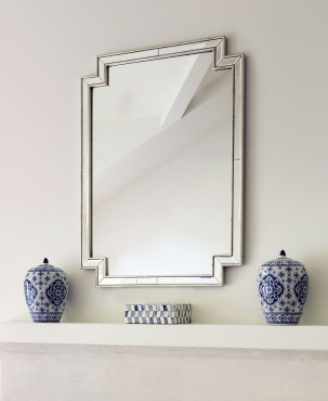 Art Deco Framed Mirror Antique Silver Scenario Home